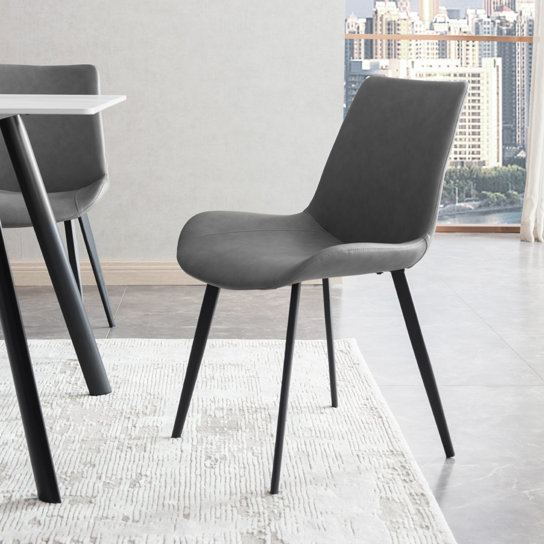 32.4"H Modern Upholstered Dining Chairs, Faux Leather Back with Steel Legs for Kitchen, Dining, Living, Reception, Office Guest Chairs, and Outdoor